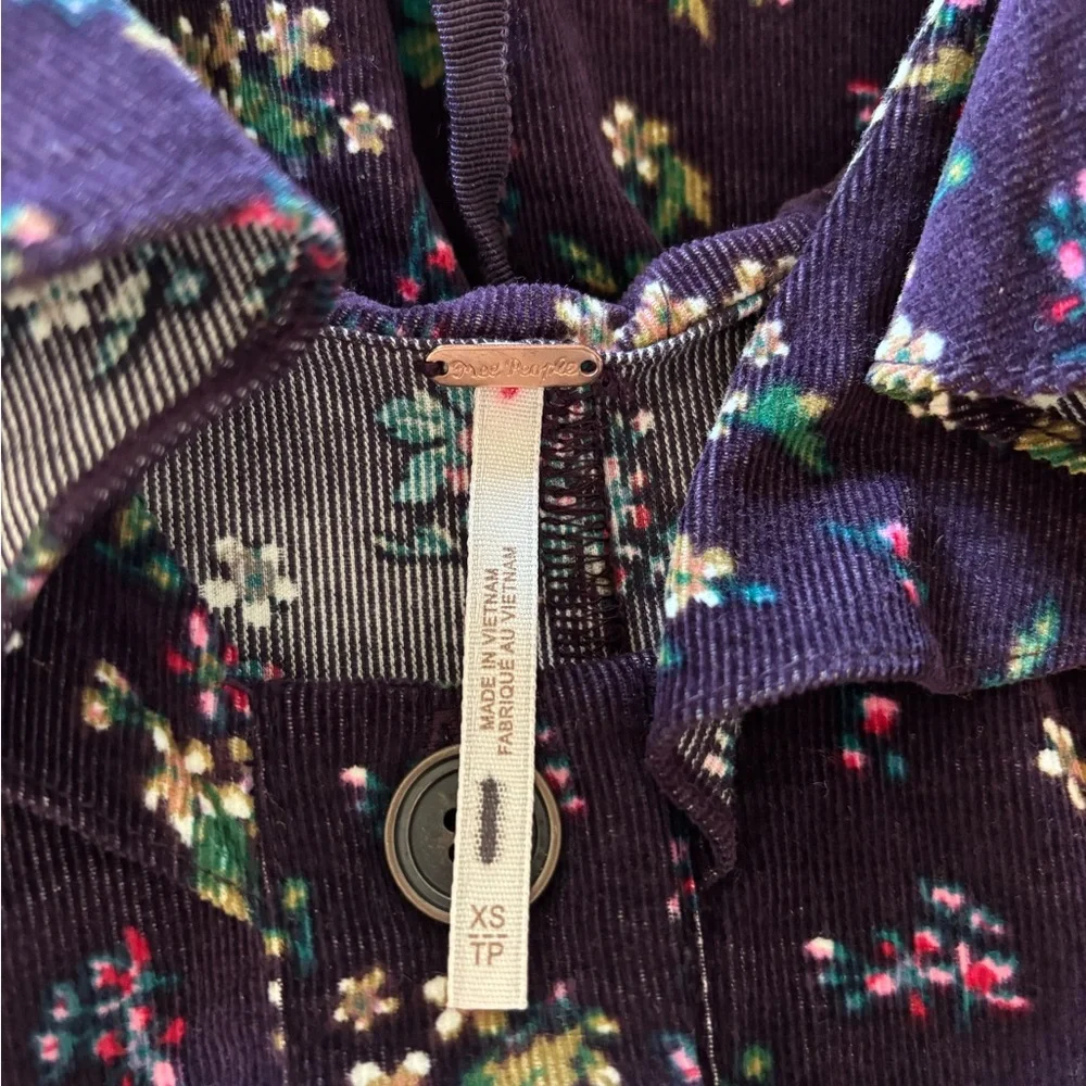 Free People Purple Corduroy Floral Romper Size XS - Picture 6 of 9